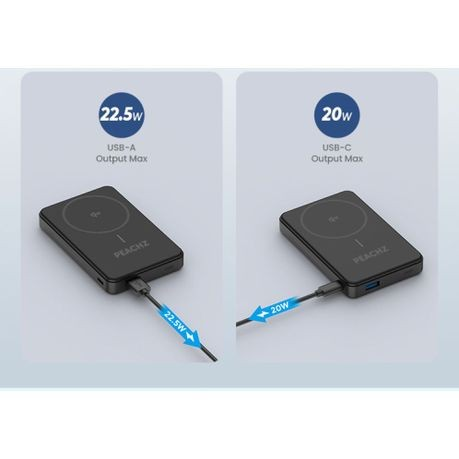 Peachz-10000mAh 15W PD Magnetic Power Bank,Slim Qi2, Magsafe Battery Pack