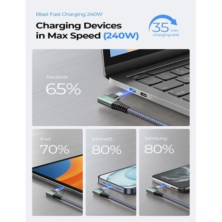 PEACHZ USB-C to USB-C Elbow Transfer Data Cable 3.2 Gen 2M