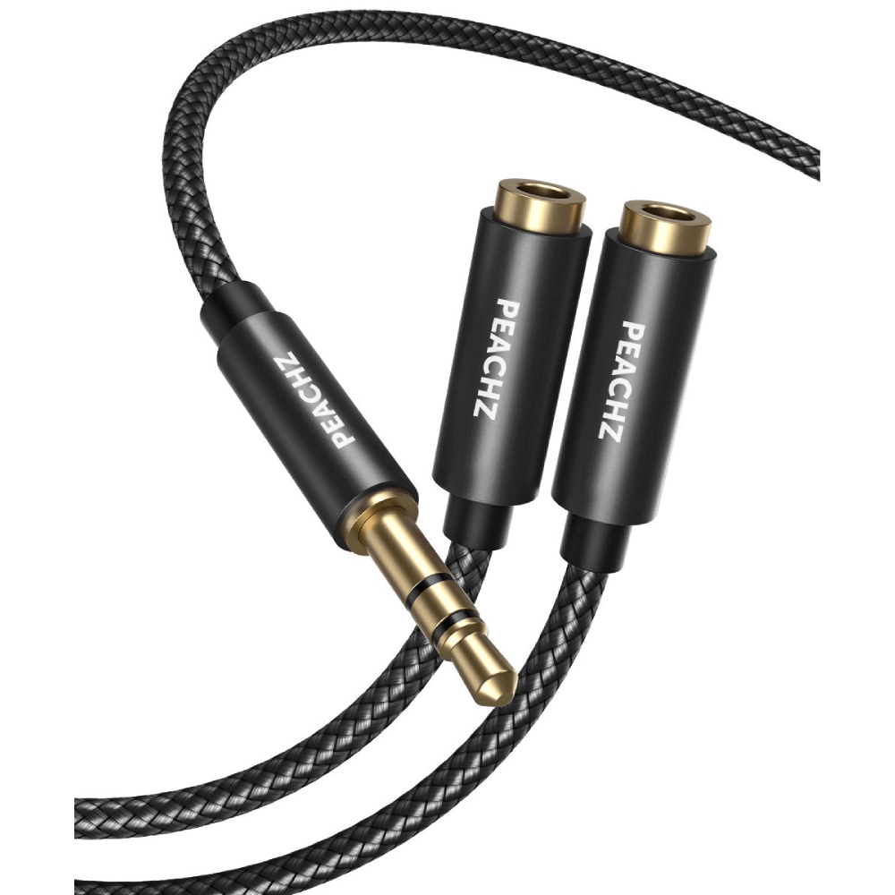 PEACHZ 3.5mm Audio Splitter 2 Female to 1 Male 0.28M