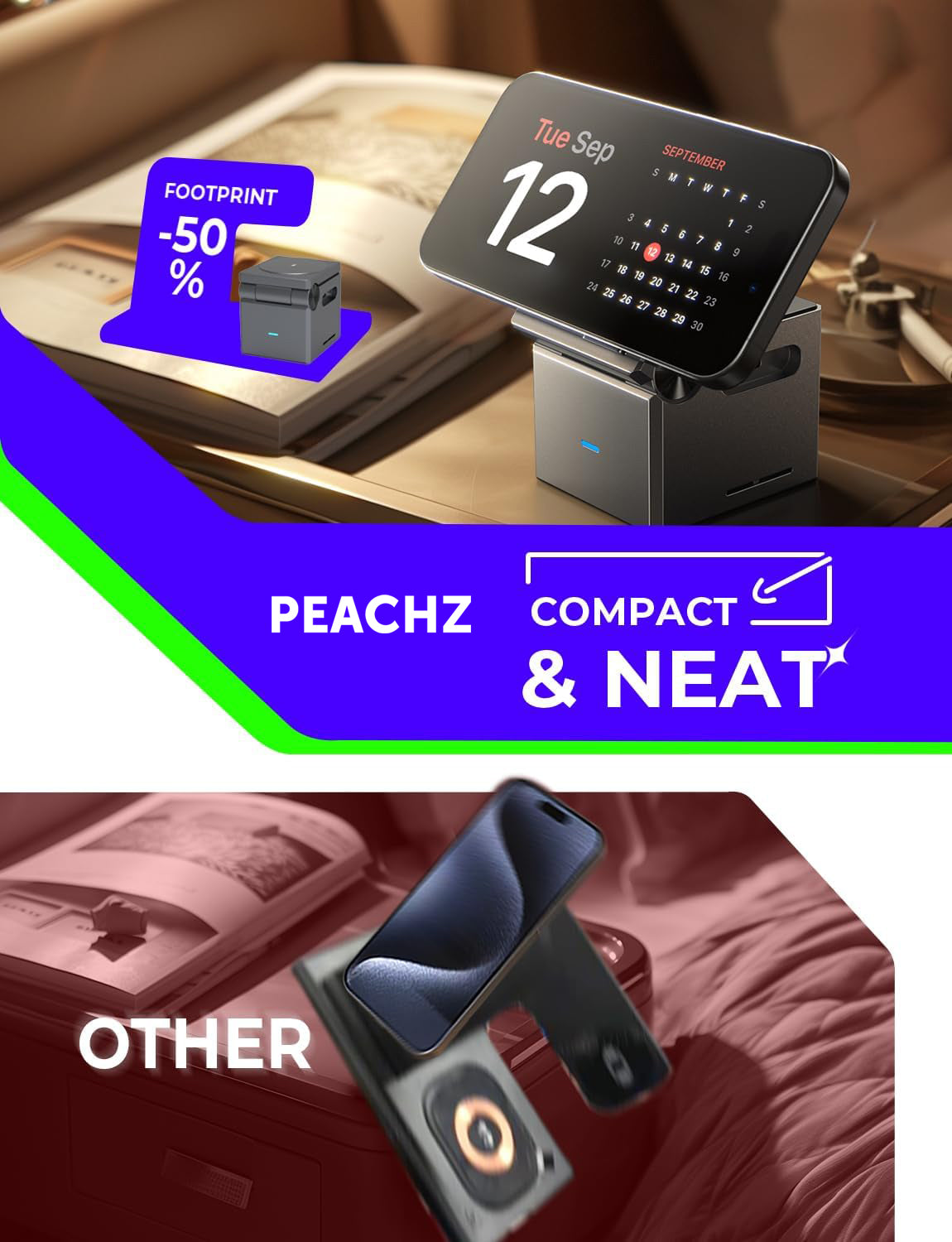 PEACHZ 3-in-1 Wireless Magsafe Charger for Apple Devices Only