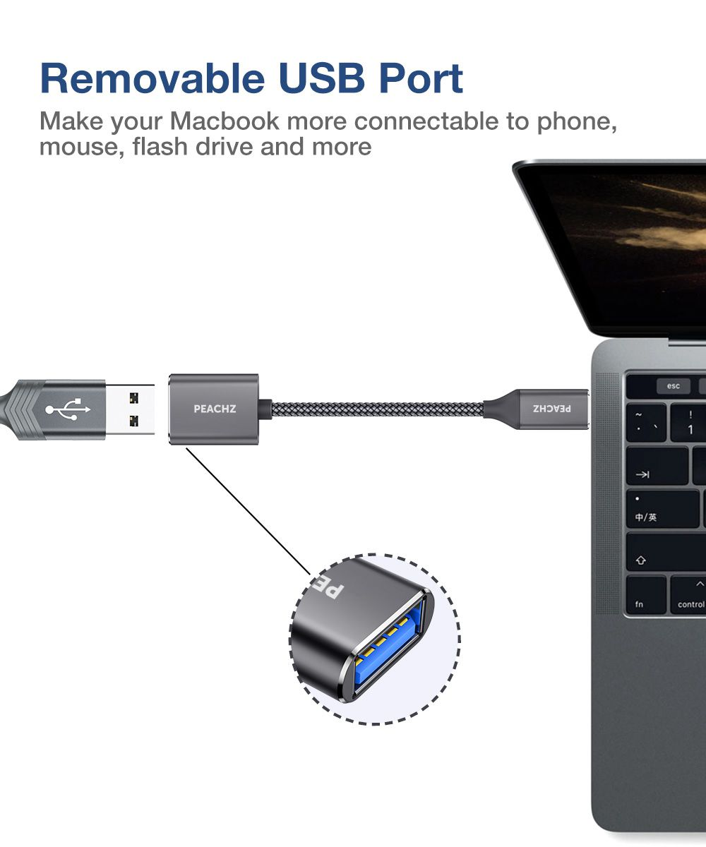 PEACHZ USB-C to USB-A Adapter 0.16M