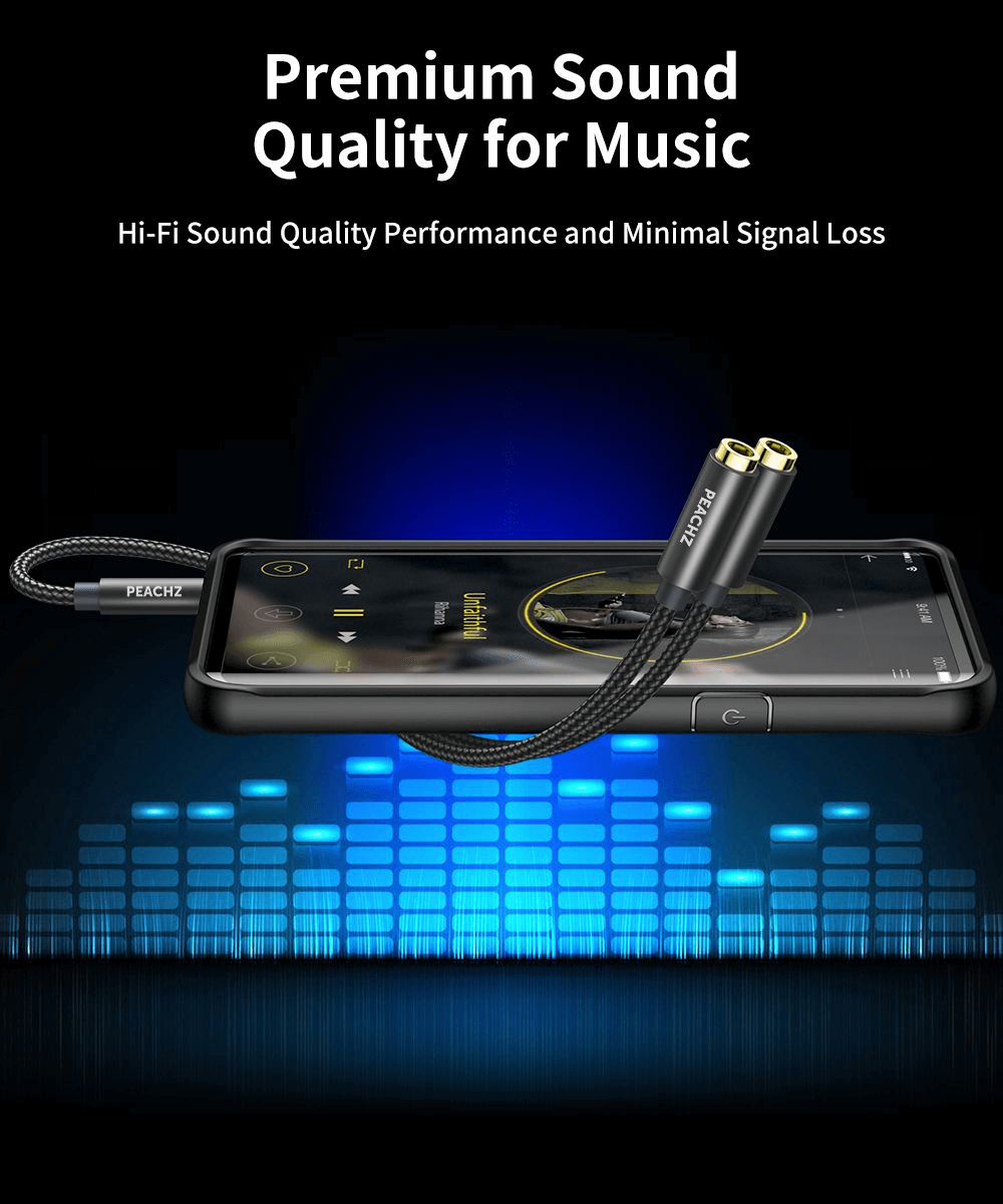 PEACHZ 3.5mm Audio Splitter 2 Female to 1 Male 0.28M