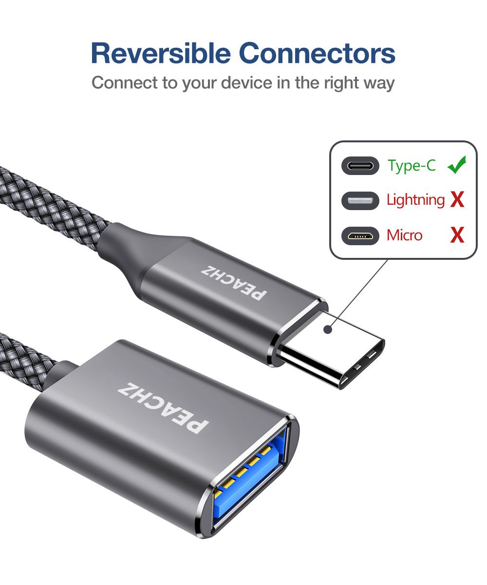 PEACHZ USB-C to USB-A Adapter 0.16M