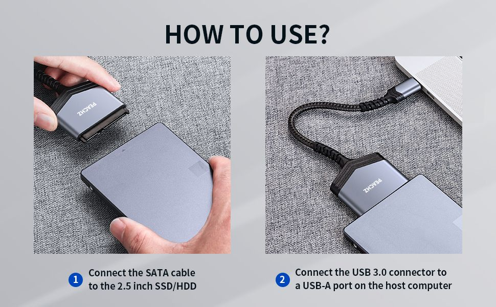 PEACHZ USB-C to 2.5" SATA III Hard Driver Adapter 0.2M