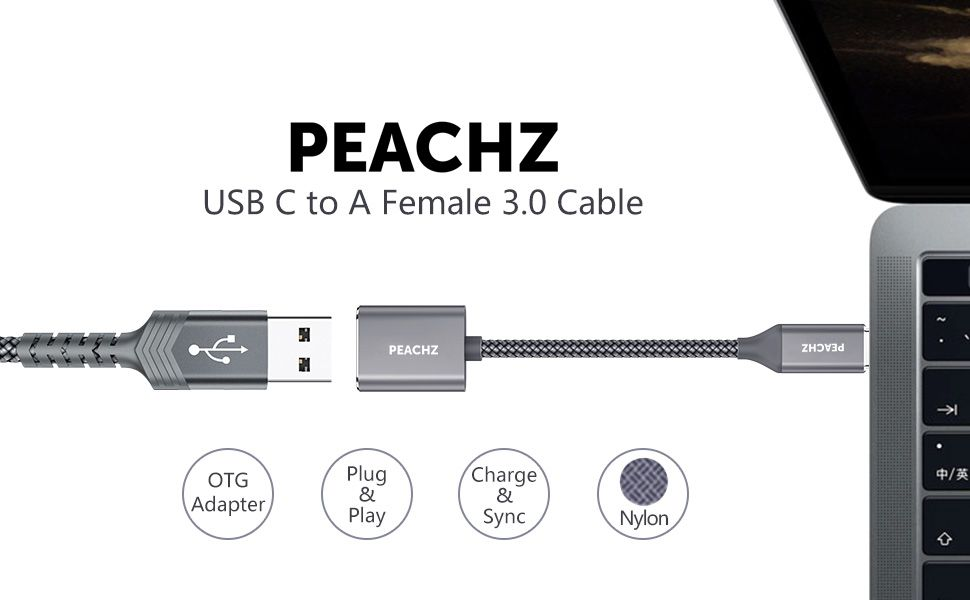 PEACHZ USB-C to USB-A Adapter 0.16M