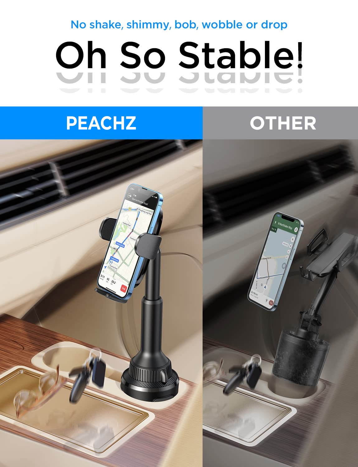 PEACHZ Cup Holder Car Phone Mount