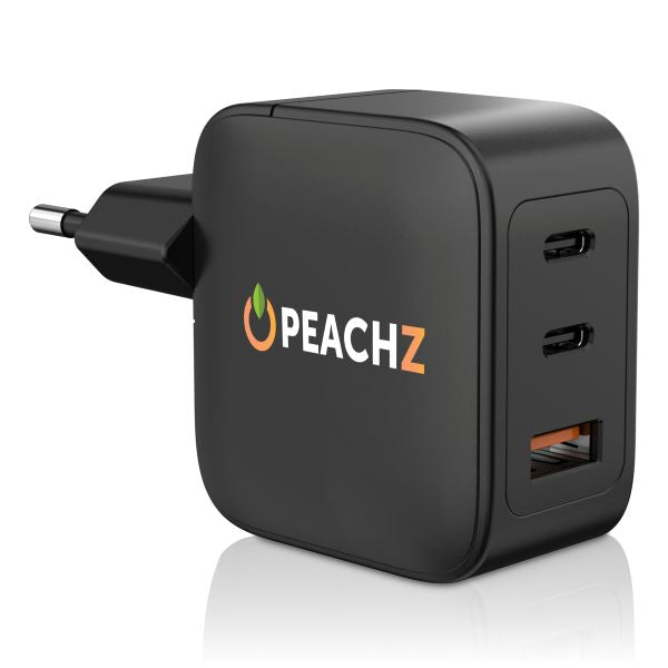 Peachz 65WGaN USB-C Fast Charger with2Type-C PD&1 USB-A Multiport Adapter