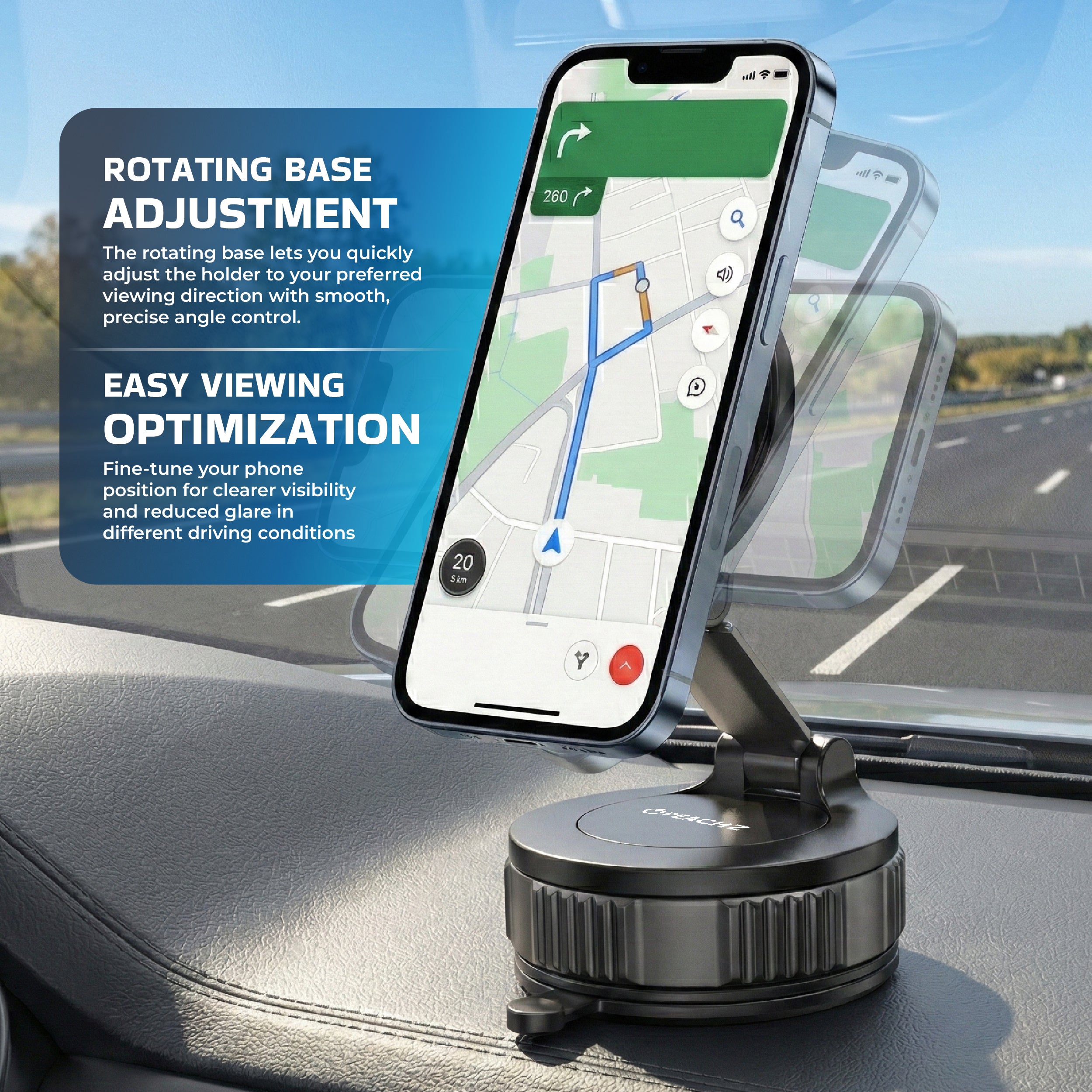 Peachz Adjustable Car Phone Holder with Strong Grip 360 Adjustable