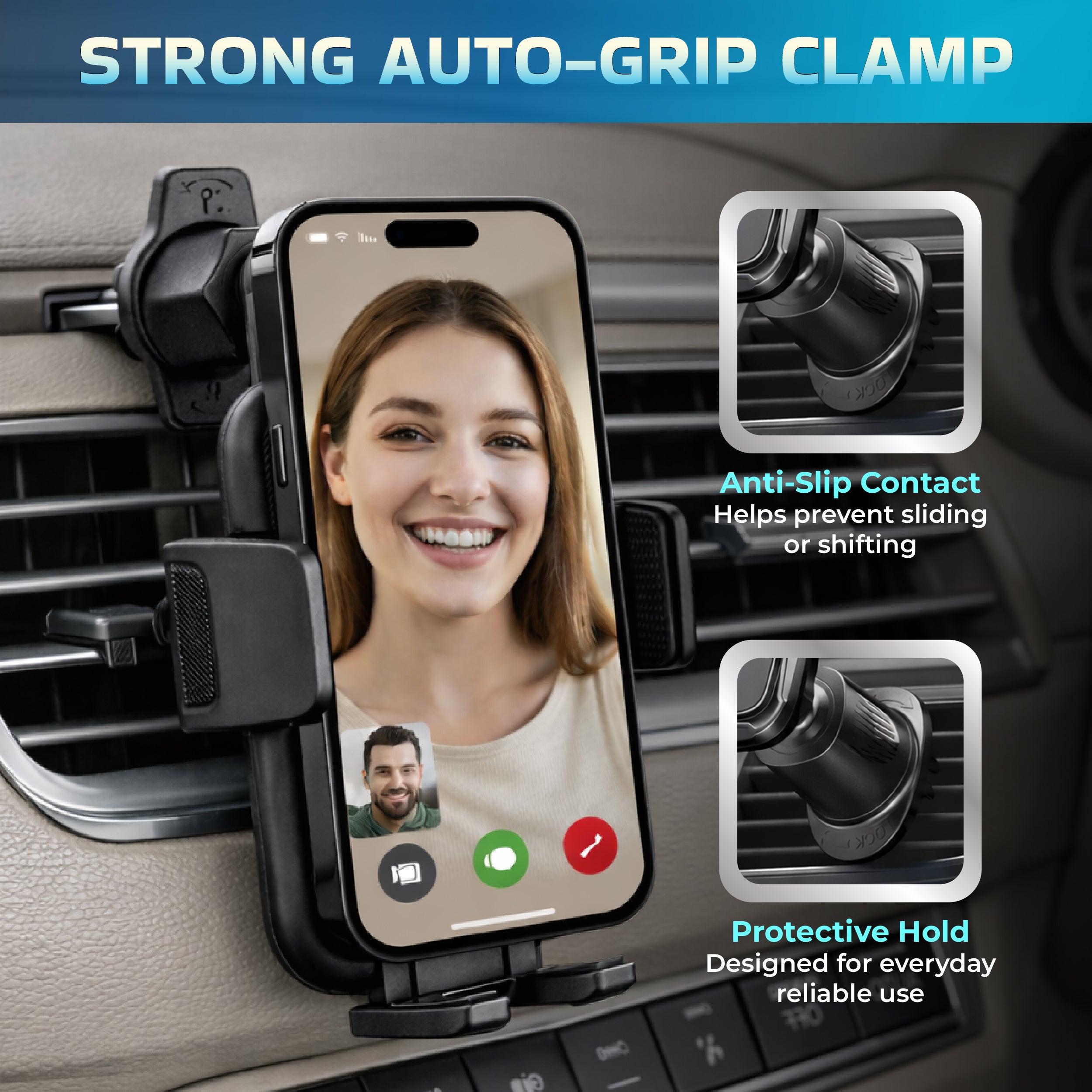 Peachz Air Vent Phone Holder with Secure Clip Mount