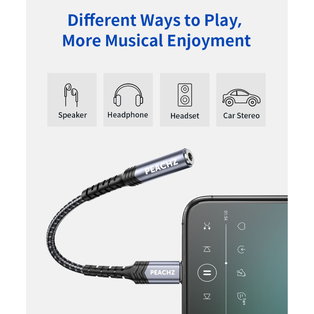 PEACHZ Lightning to 3.5mm Female Headphone Jack Adapter 0.18M