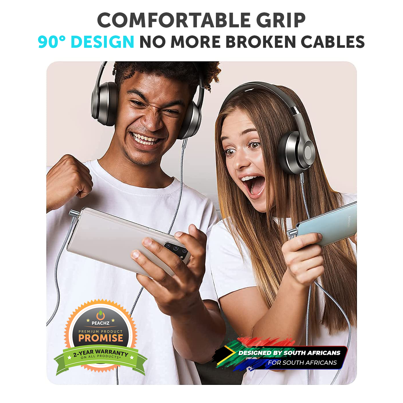 PEACHZ 3.5mm Right-Angled Aux Cable 2.5M