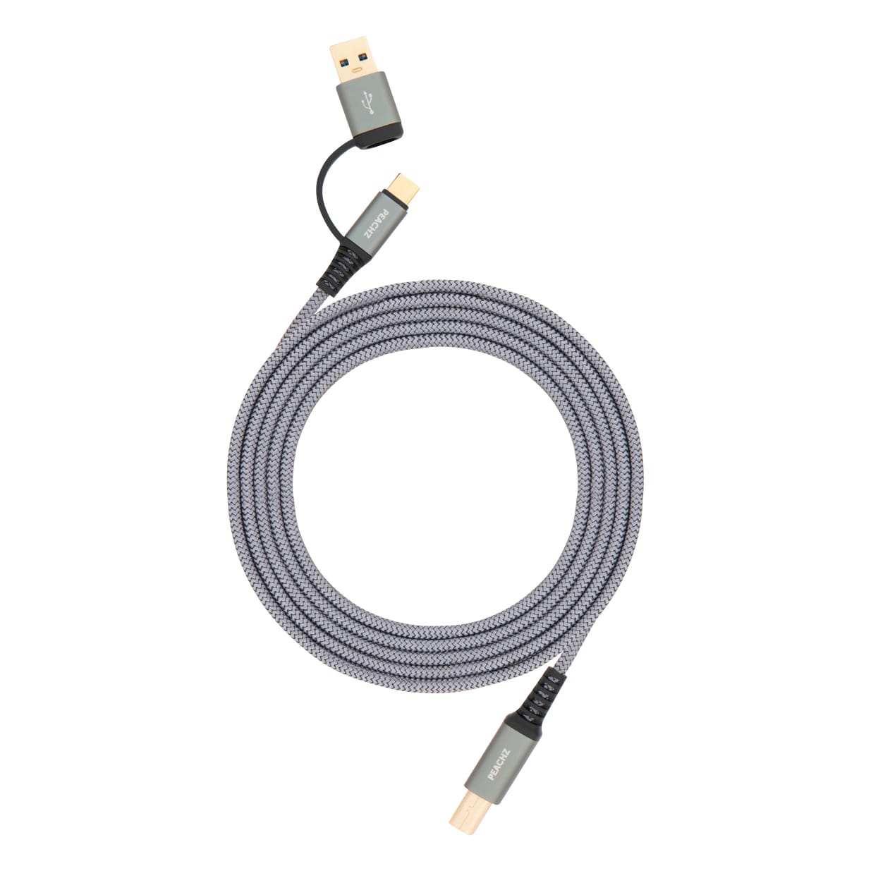 PEACHZ High Speed USB-B to USB-A/C 2-in-1 Printer Cable 2M