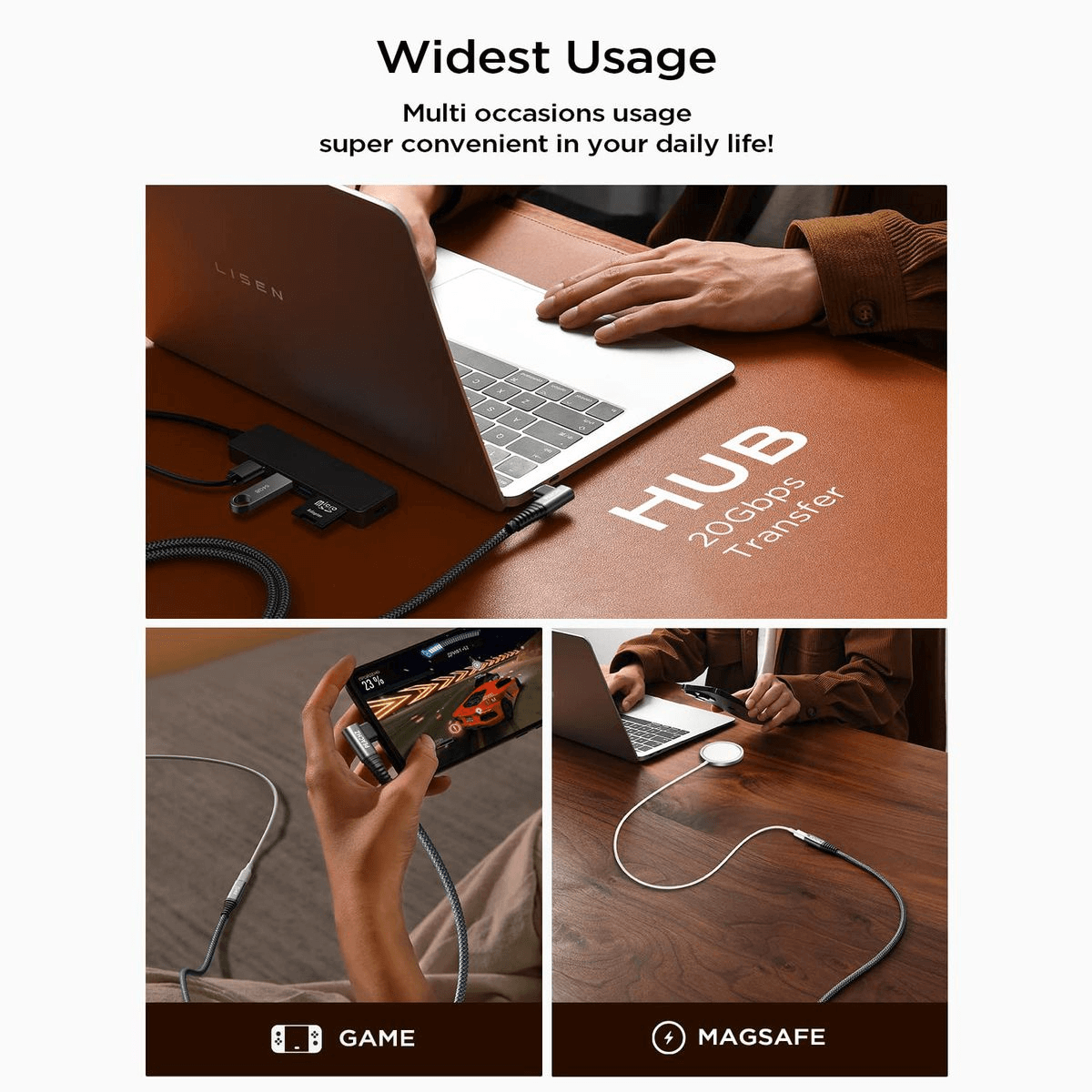 PEACHZ 100W USB-C Nylon Braided Extension Cable 2M