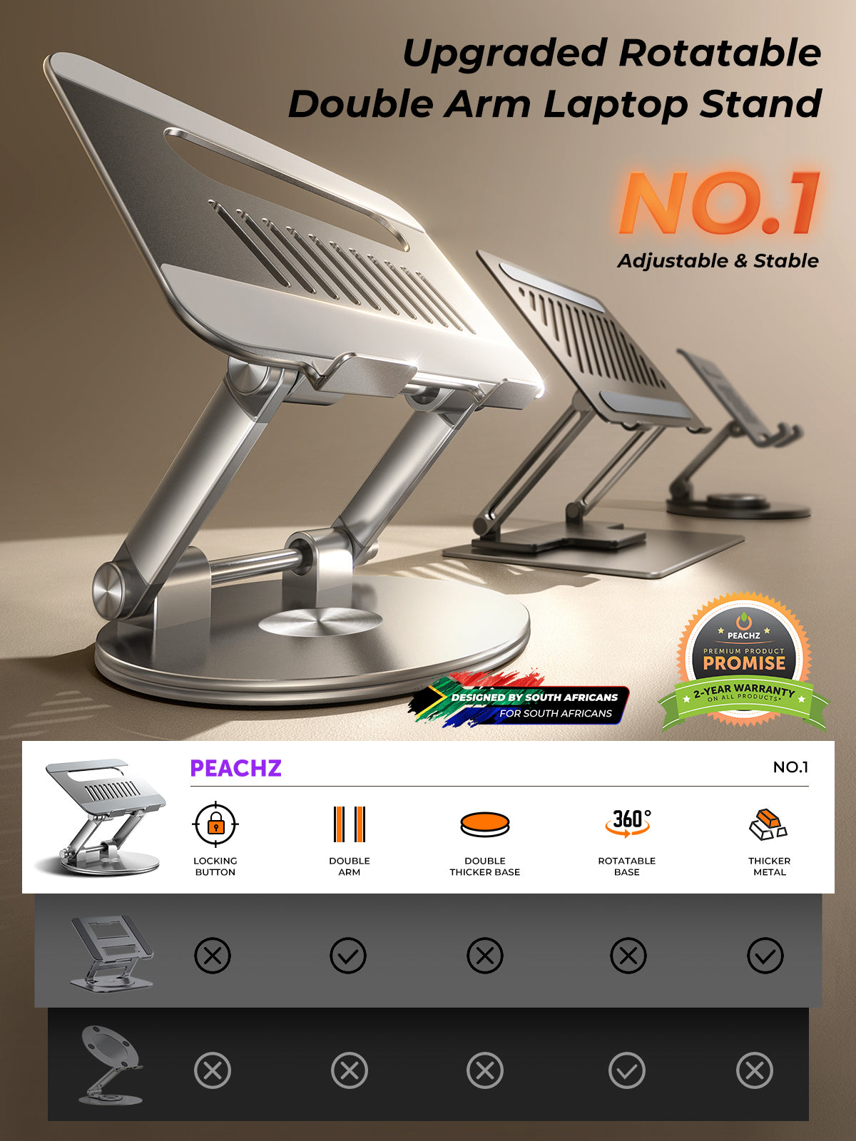 PEACHZ Adjustable Laptop Desk Stand