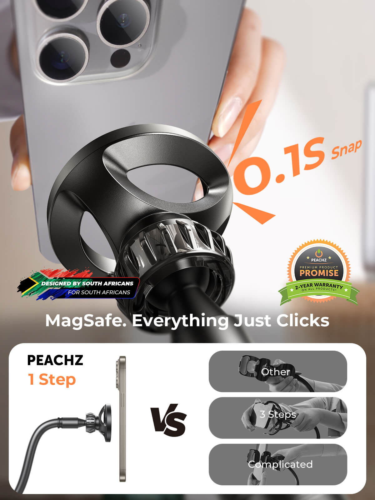 PEACHZ MagSafe Gooseneck Desk Phone Stand