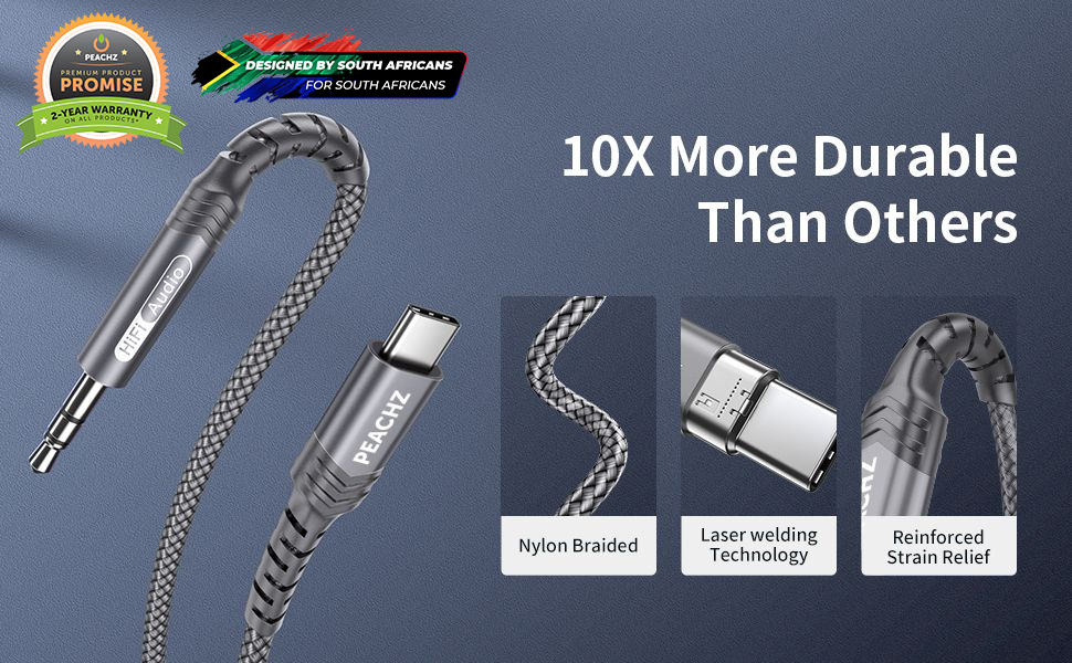 PEACHZ USB-C to 3.5mm Audio Aux Jack Cable