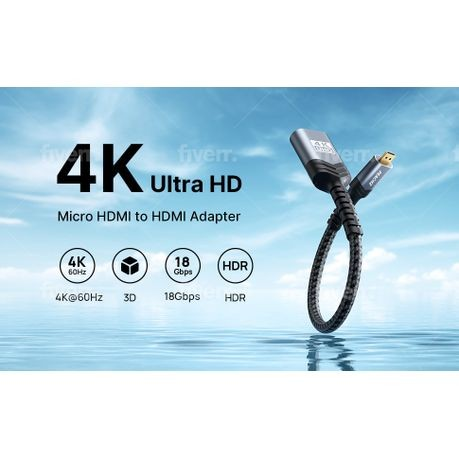 PEACHZ Micro-HDMI Male to HDMI Female Adapter 0.2M