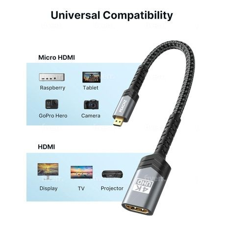 PEACHZ Micro-HDMI Male to HDMI Female Adapter 0.2M