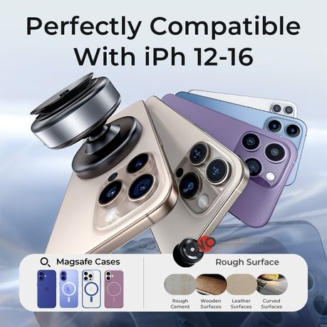 Peachz Electric Suction Phone Holder | MagSafe Car Mount | 360 PhoneStand