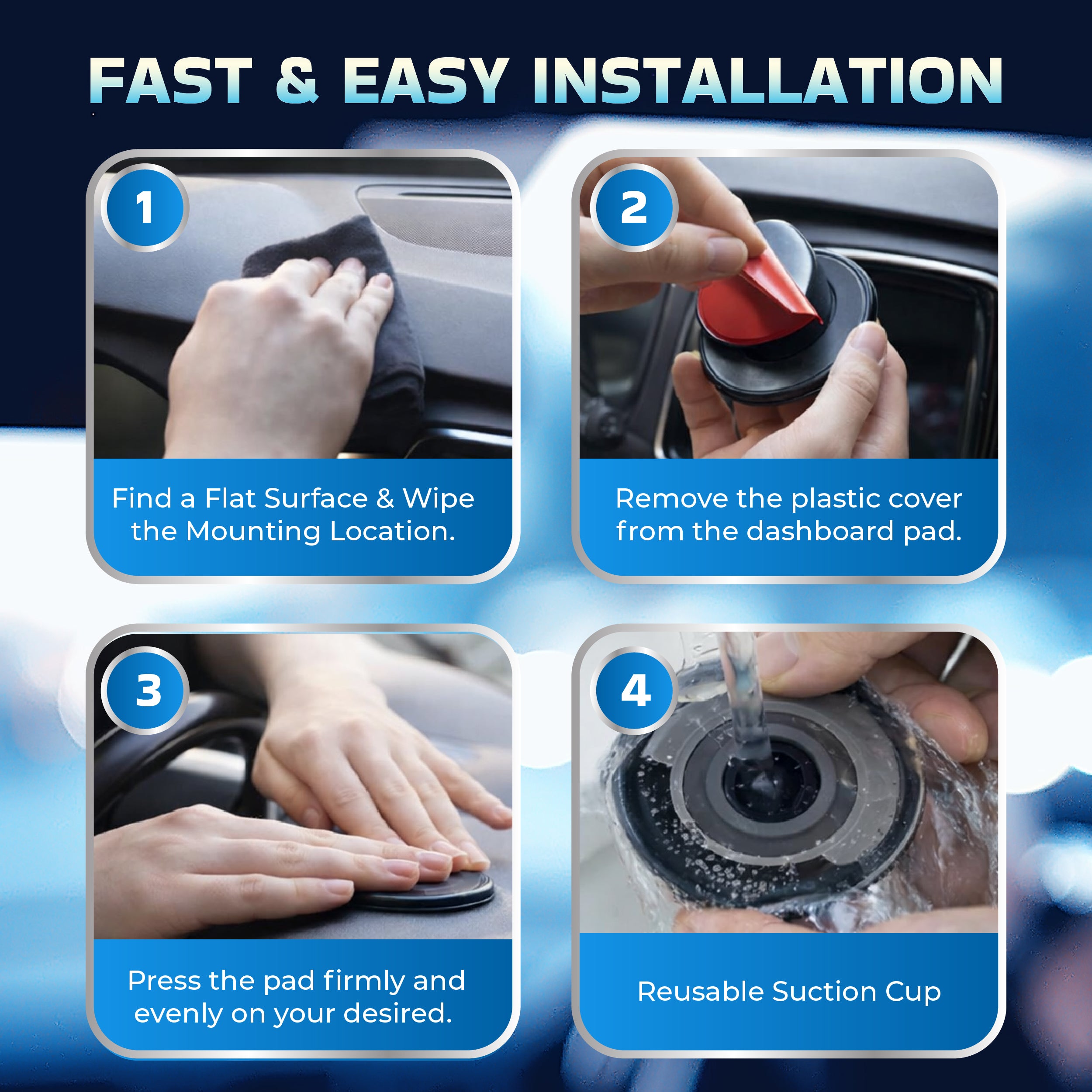 Peachz Dashboard Phone Holder with Strong Suction Mount