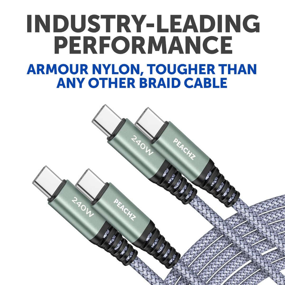 PEACHZ 240W Fast Charging USB-C to USB-C Nylon Braided Cable 1M