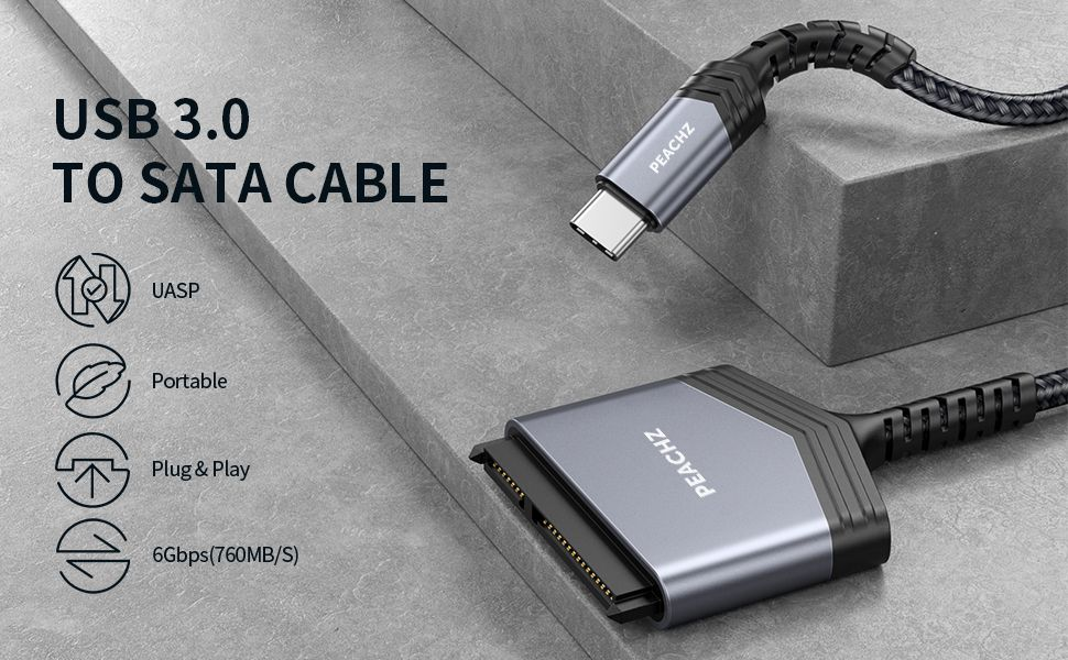 PEACHZ USB-C to 2.5" SATA III Hard Driver Adapter 0.2M