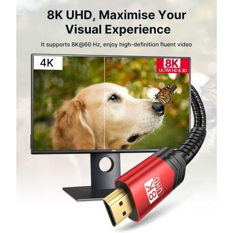 PEACHZ 8K HDMI 2.1 3M Braided Cable | 48Gbps Ultra High Speed 3 Meters