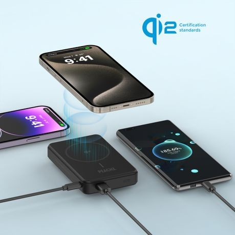 Peachz-10000mAh 15W PD Magnetic Power Bank,Slim Qi2, Magsafe Battery Pack