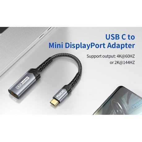Peachz USB-C to Mini DisplayPort Adapter 4K@60Hz - Grey | MacBook Dell