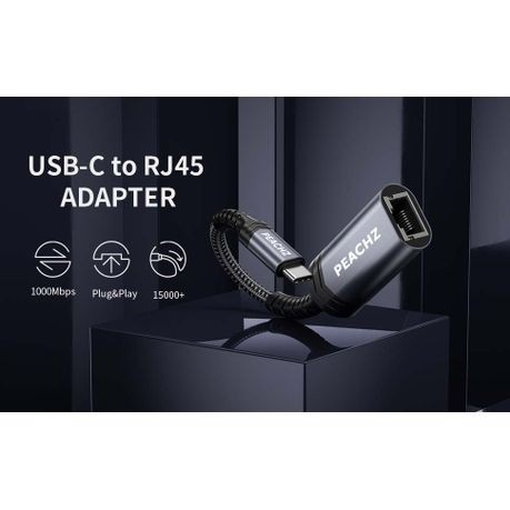 PEACHZ USB-C to Gigabit Ethernet RJ45 Adapter 0.2M