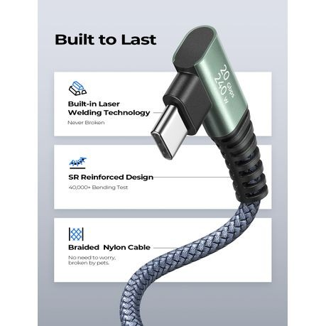 PEACHZ USB-C to USB-C Elbow Transfer Data Cable 3.2 Gen 2M