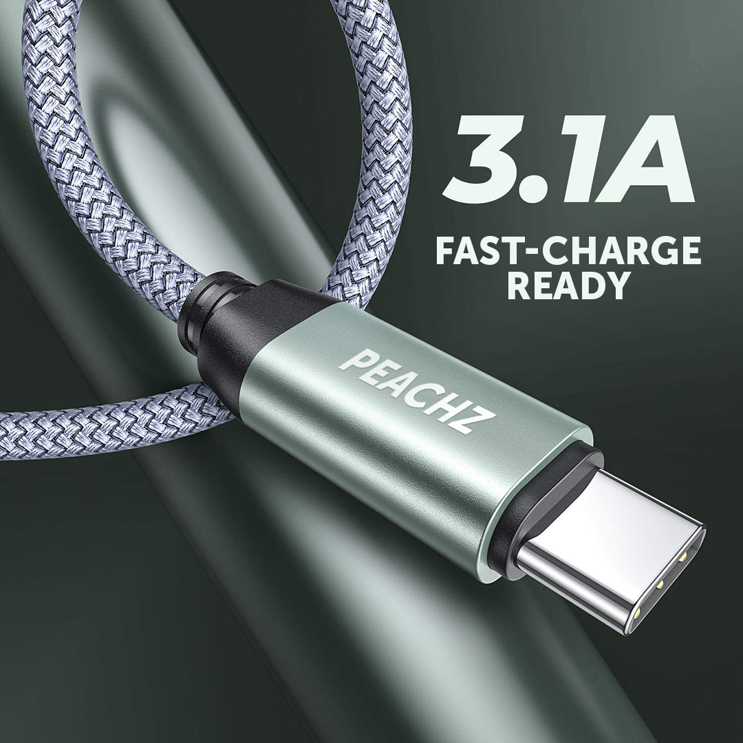 PEACHZ USB-C To USB-A USB 2.0 Nylon Braided Cable 2M