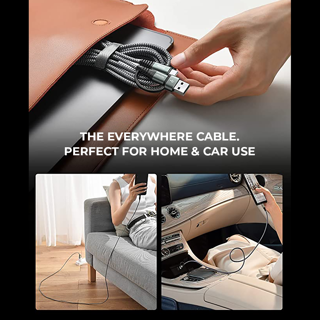 PEACHZ USB-C To USB-C/A Nylon Braided Cable 3M