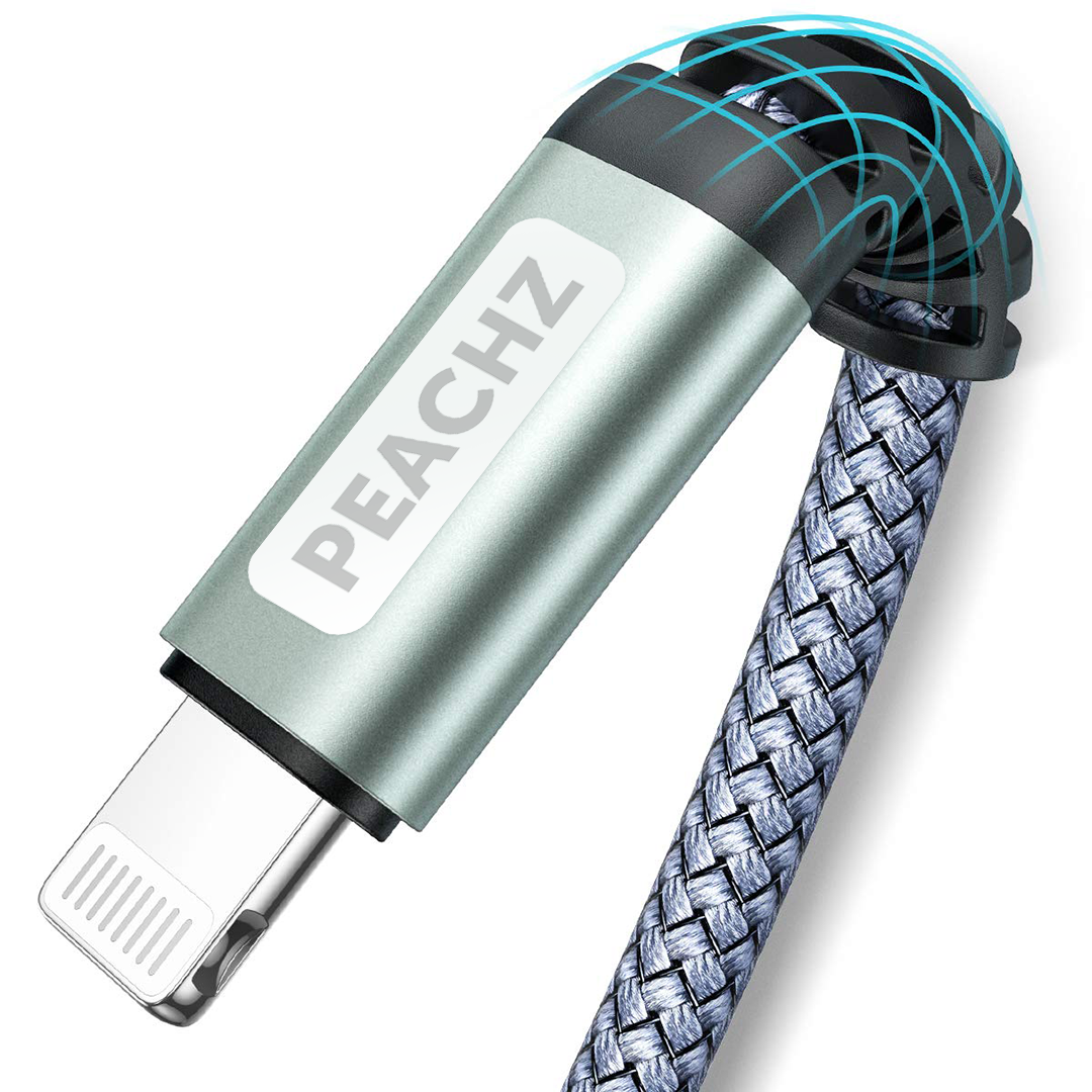 PEACHZ MFi-Certified Lightning to USB-A Nylon Braided Cable 1.88M