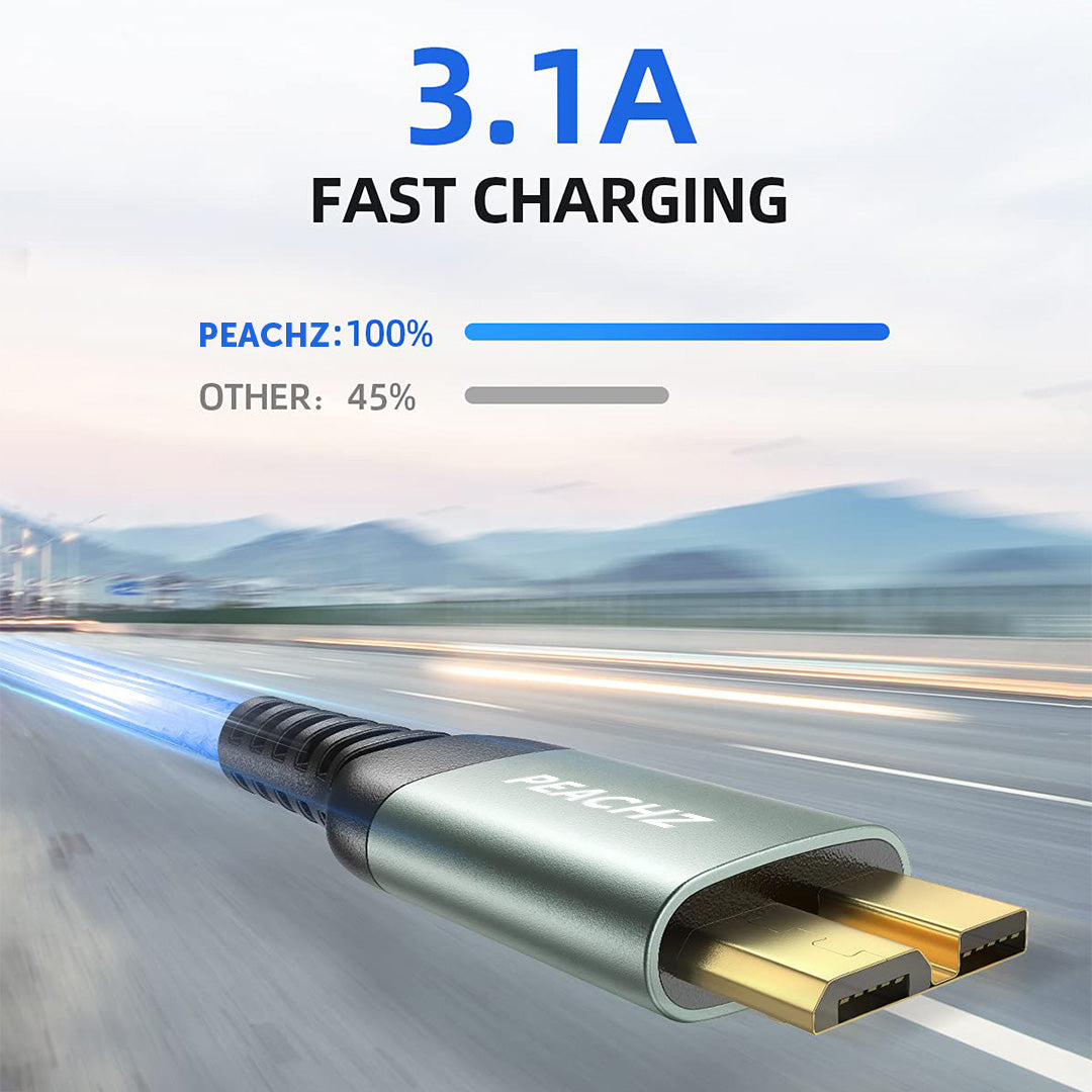 PEACHZ USB-A 3.0 Male to Micro B External Hard Drive Cable 2M