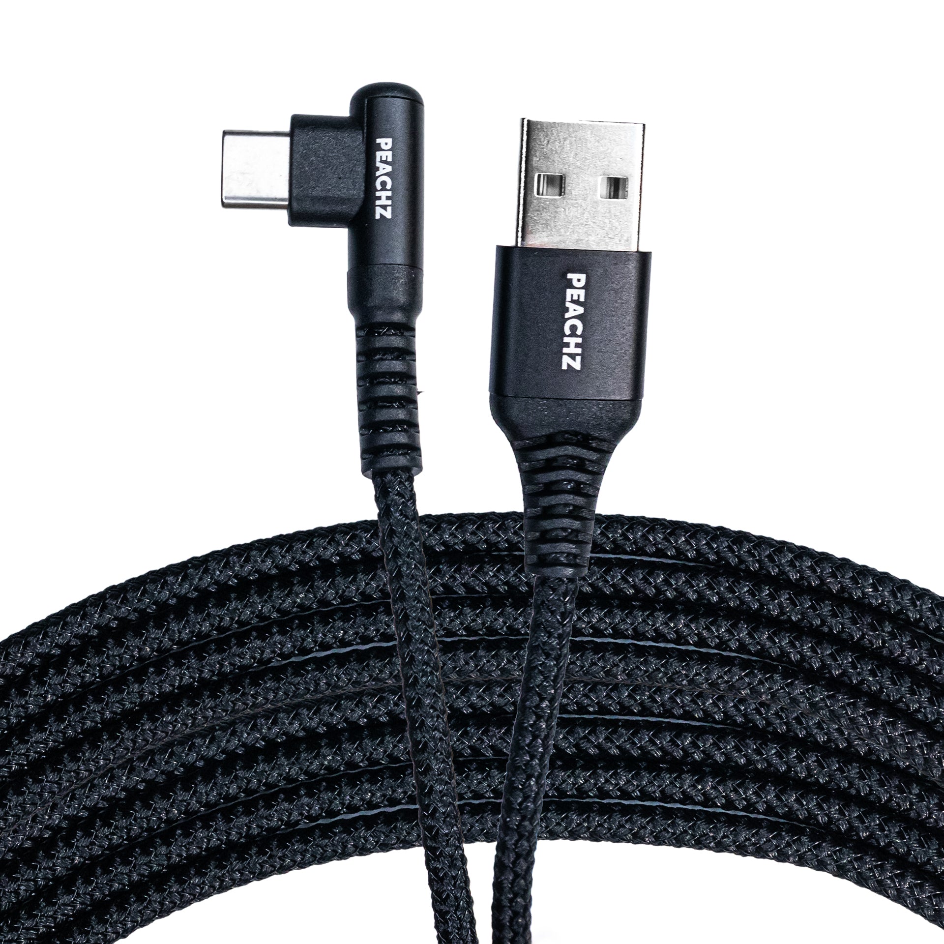 PEACHZ USB-C To USB-A USB 2.0 Elbow Nylon Braided Cable 2M