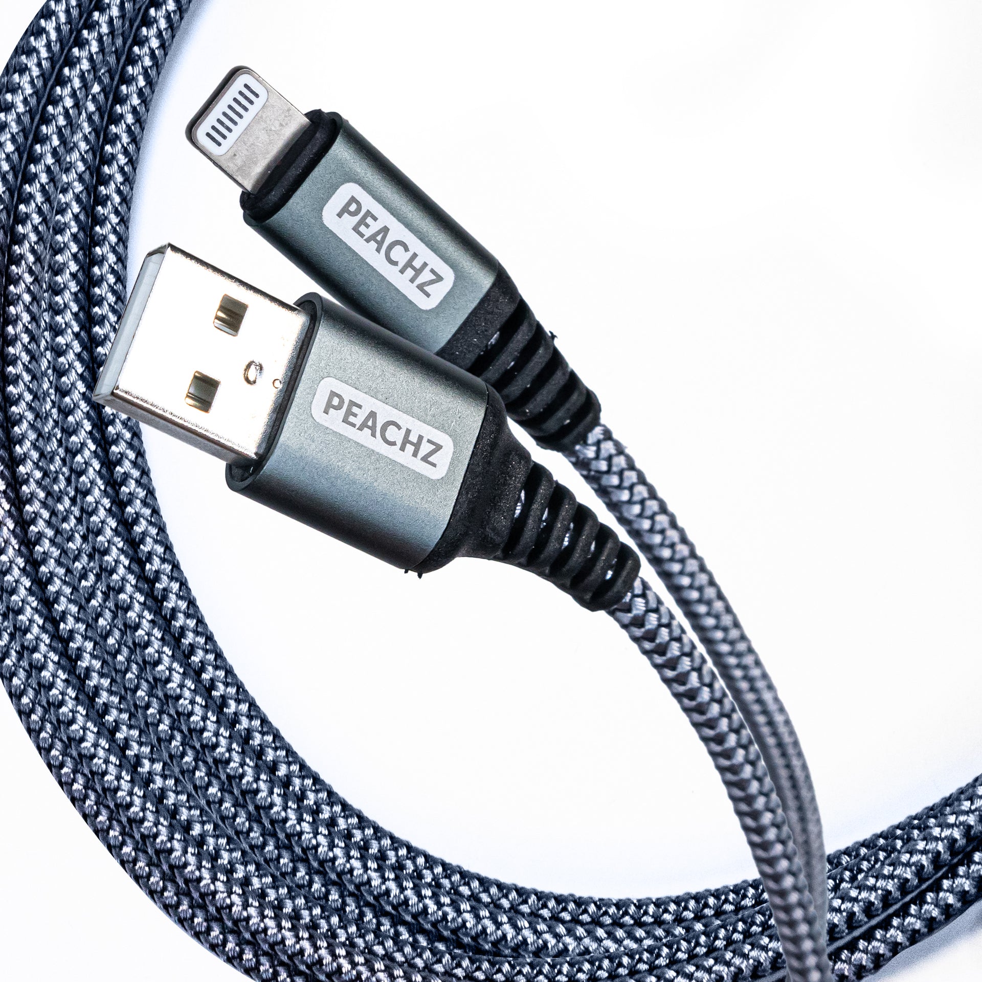 PEACHZ MFi-Certified Lightning to USB-A Nylon Braided Cable 1.88M