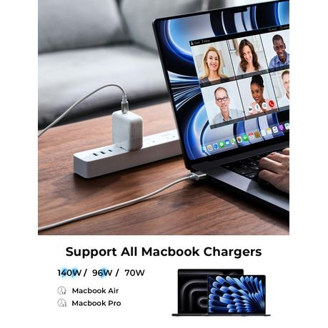 PEACHZ 140W USB-C Magnetic 3 Cable Fit for MacBook Charger