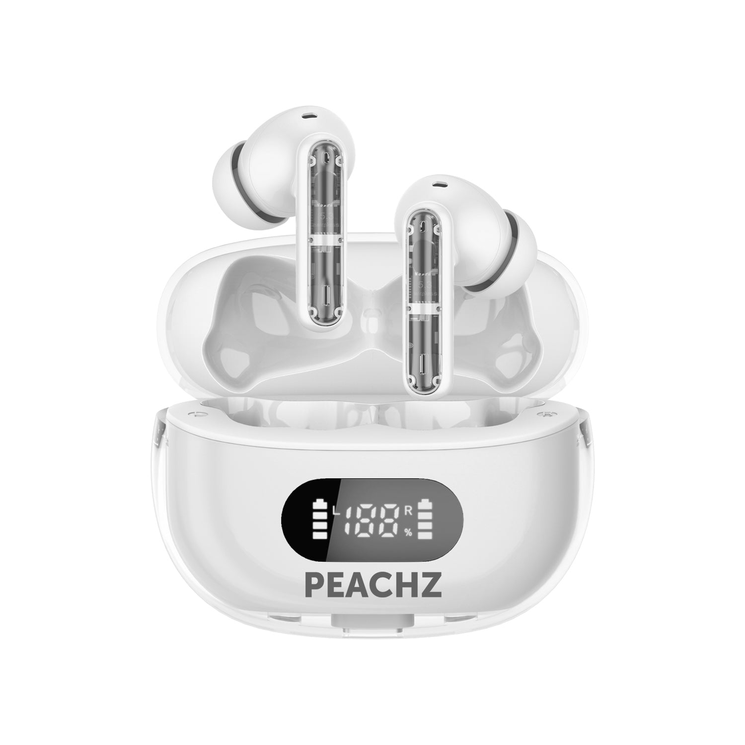 PEACHZ Pro Wireless Earbuds TWS-4 ENC Noise-Cancelling Mic White