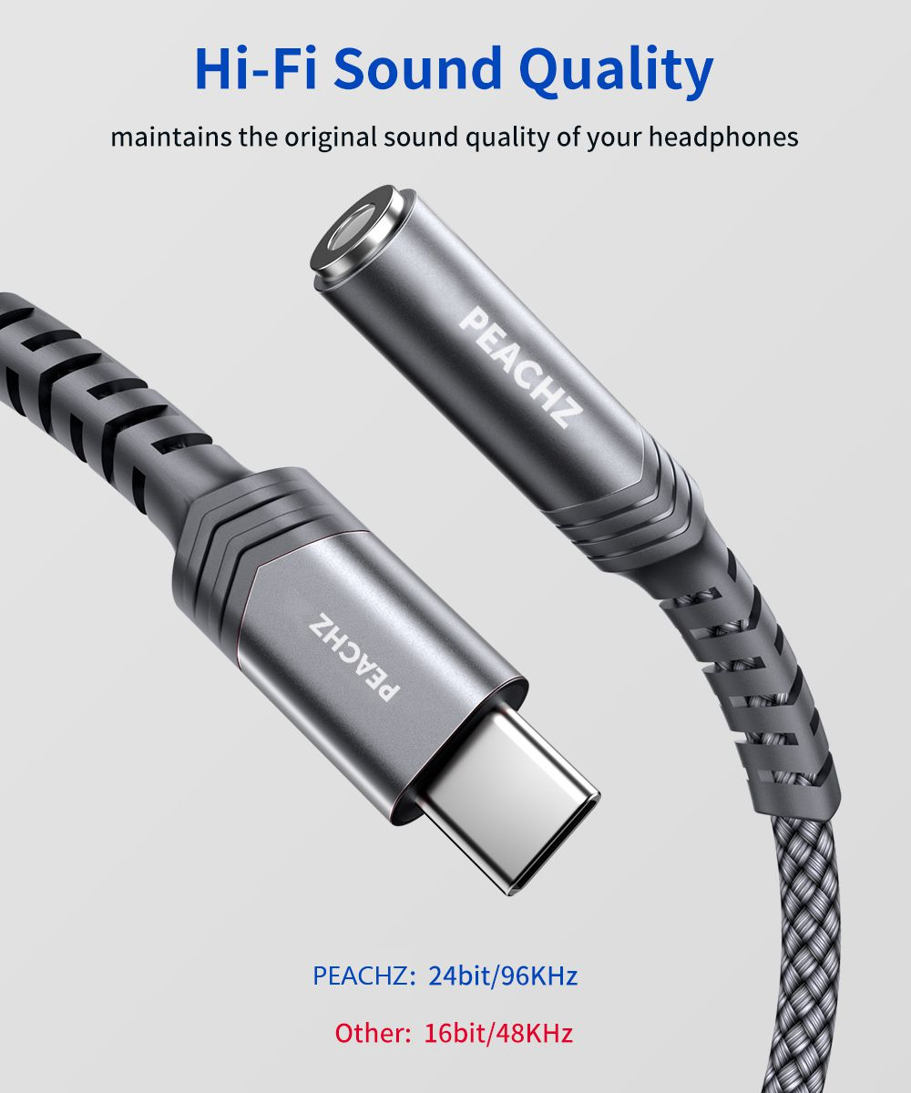 PEACHZ USB-C to 3.5mm Female Headphone Jack Adapter