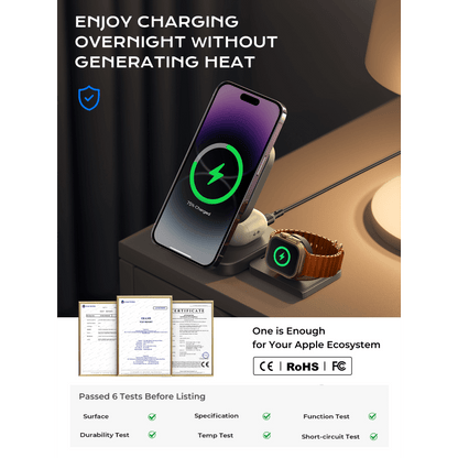 PEACHZ 3-in-1 Wireless Charging Station for Apple Devices