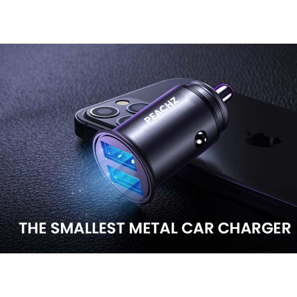 PEACHZ 4.8A Metal USB Car Charger