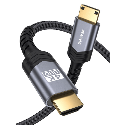 PEACHZ 4K Nylon Braided Mini HDMI to HDMI Cable 1.8M