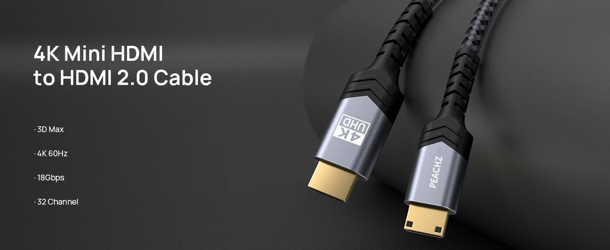 4K Nylon Braided Mini HDMI to HDMI Cable 1.8M