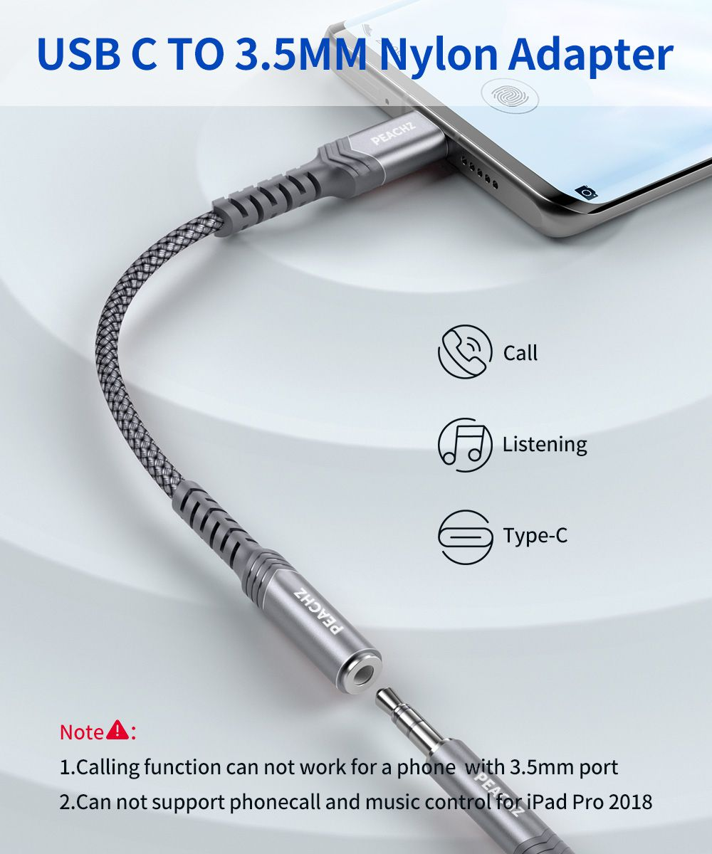 PEACHZ USB-C to 3.5mm Female Headphone Jack Adapter