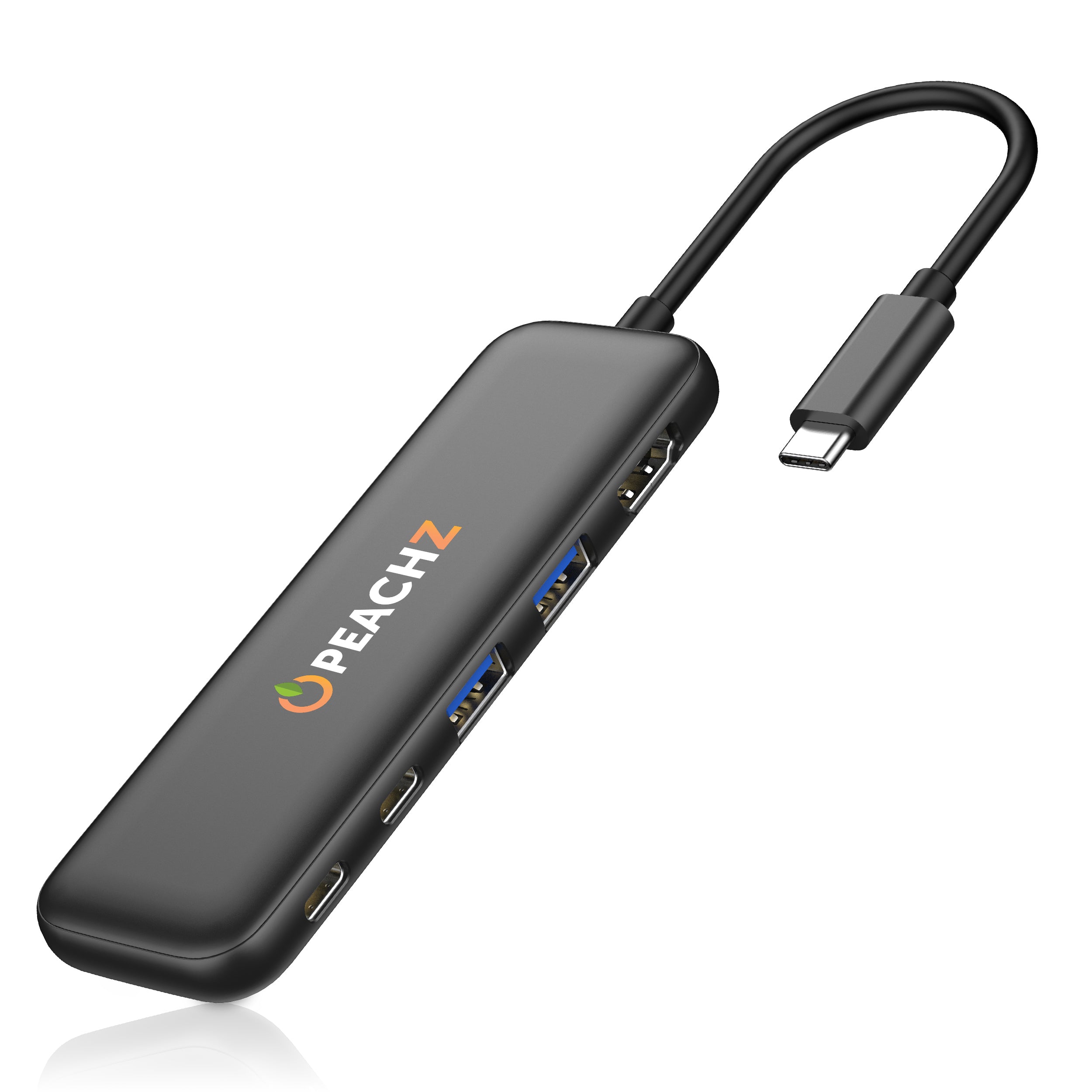 Peachz 5-in-1 USB-C Adapter Hub with 4K HDMI Splitter, 100W PD & USB 3.0