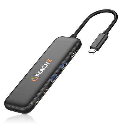 Peachz 5-in-1 USB-C Adapter Hub with 4K HDMI Splitter, 100W PD & USB 3.0