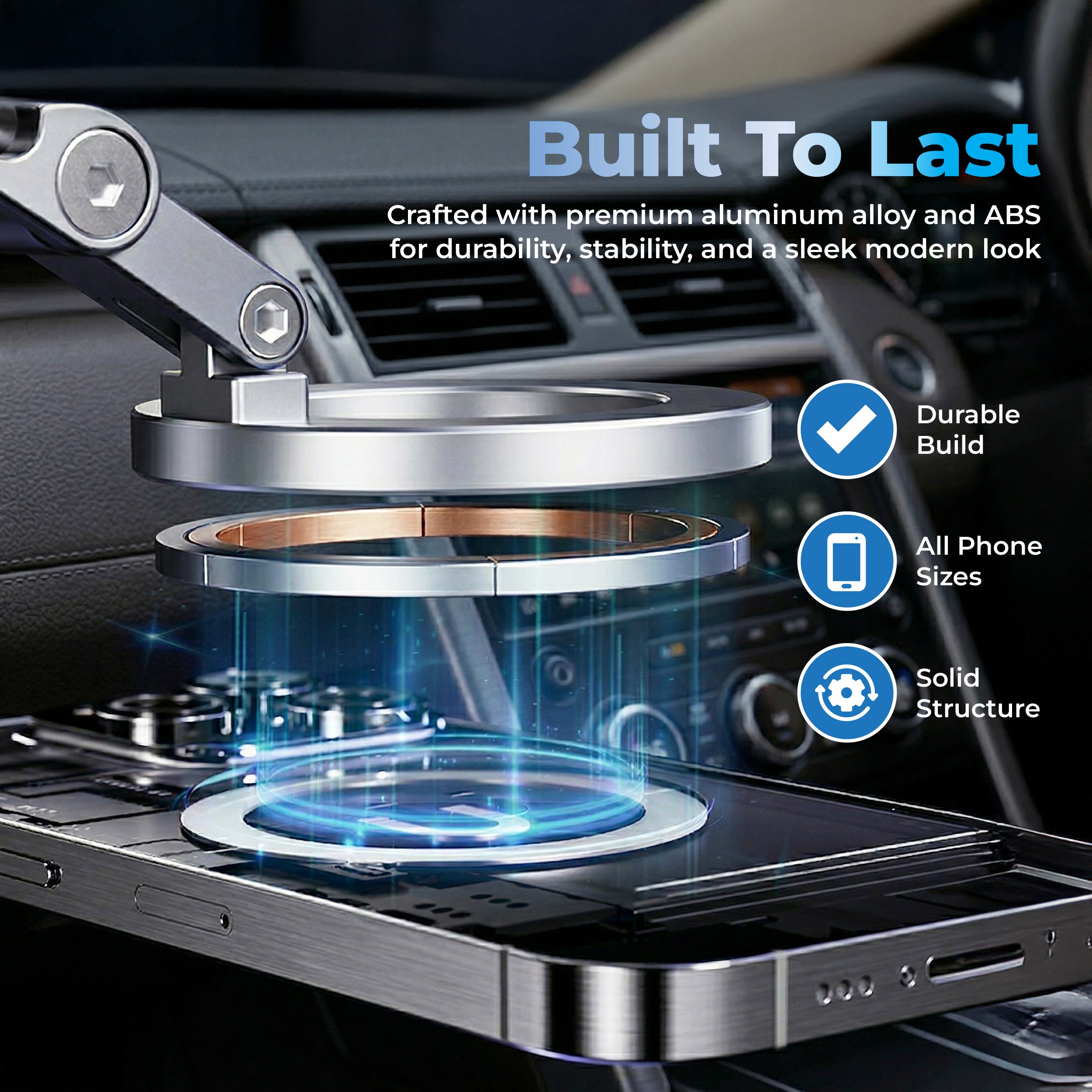 Peachz Adjustable Magnetic Car Phone Mount with Vacuum Suction