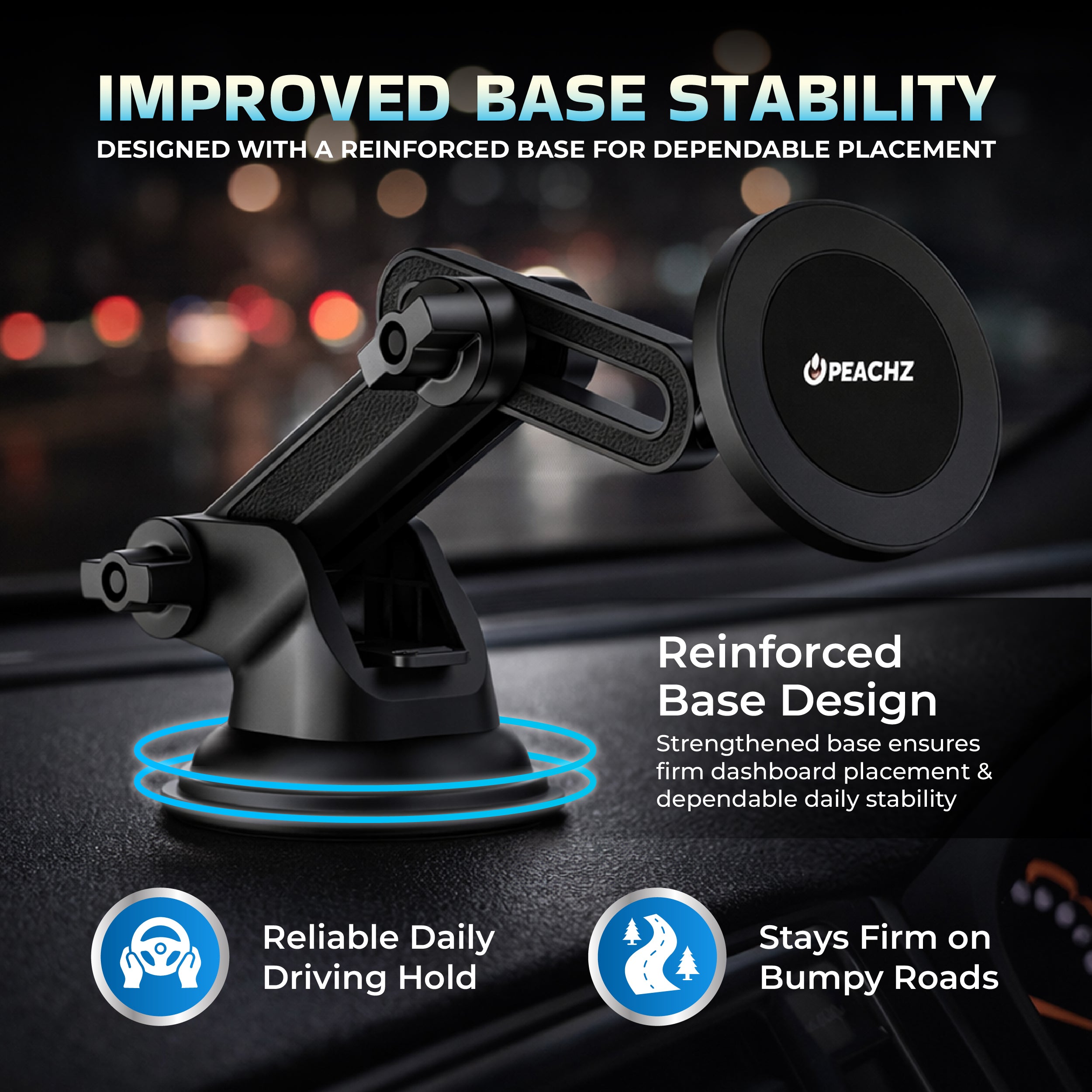 Peachz MagSafe Car Phone Holder for Dashboard & Windscreen