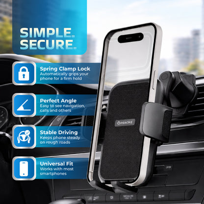 Peachz Air Vent Phone Holder with Secure Clip Mount